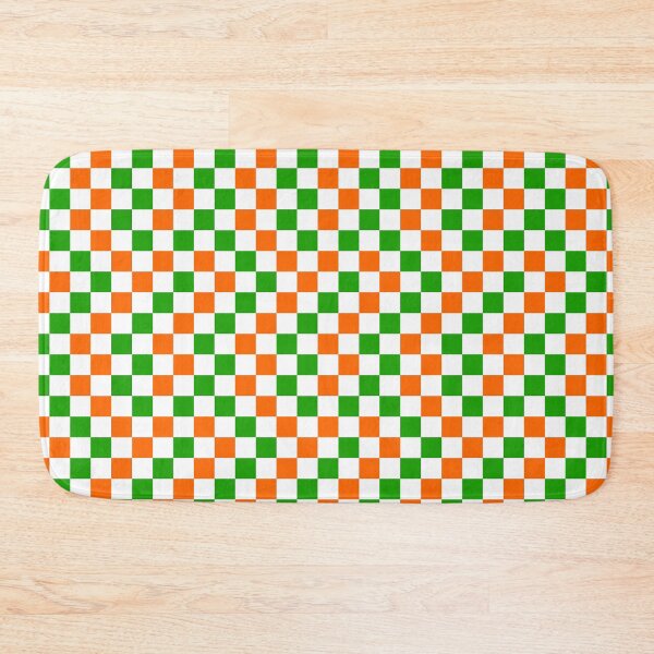 Item preview, Green And Orange Checkered Design White  designed and sold by PatternTitan.