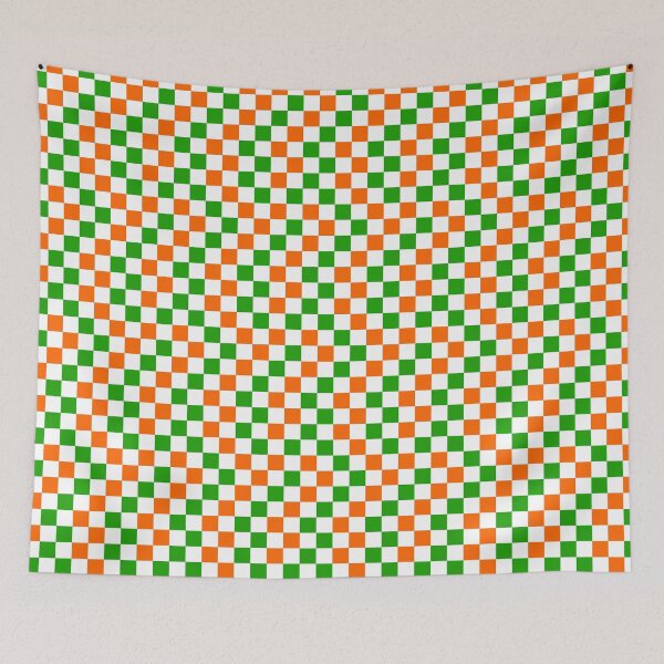 Item preview, Green And Orange Checkered Design White  designed and sold by PatternTitan.