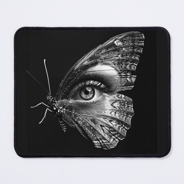 Item preview, Surreal Butterfly Eye Portrait Gothic Black and White Fantasy Art designed and sold by inkoutninja.