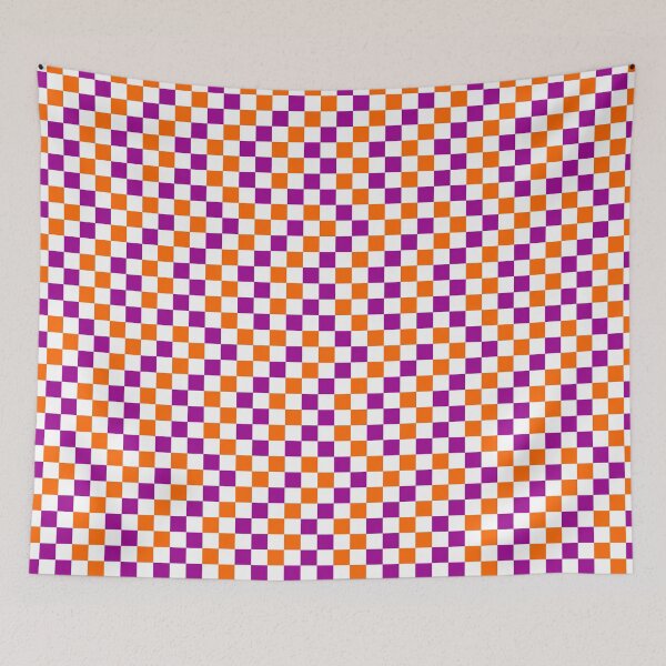 Item preview, Purple And Orange Checkered Design White  designed and sold by PatternTitan.