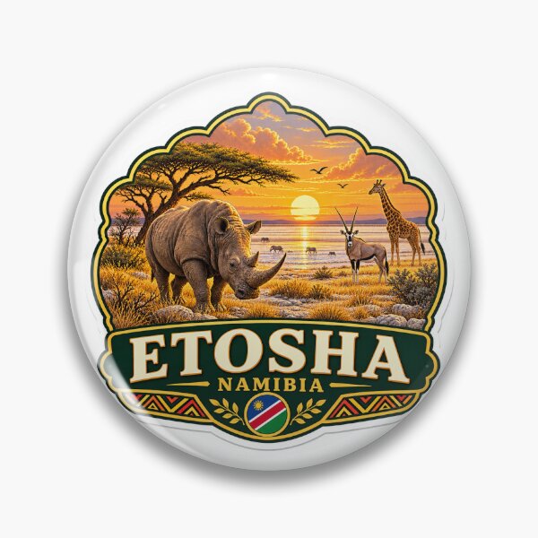 Item preview, Etosha Namibia Rhino Safari Vintage Travel Badge designed and sold by ChicClicker.