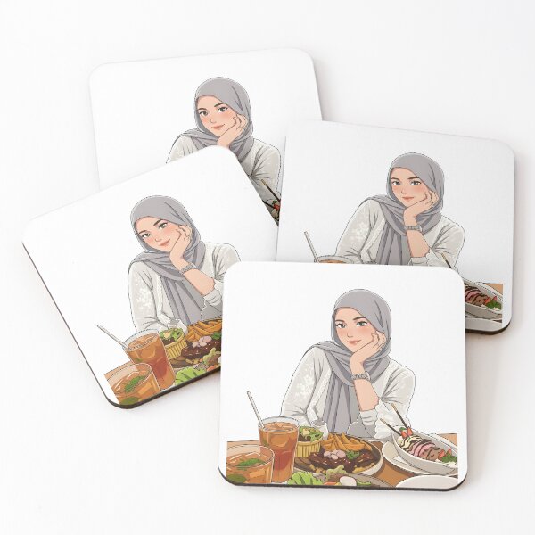 Item preview, Cozy Cafe Dinner Date Modest Anime Girl Art hand draw illustration designed and sold by sabartgunpla.