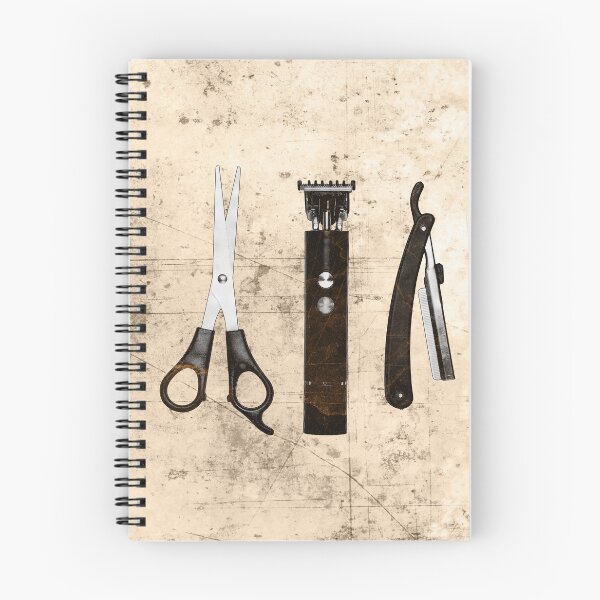 Item preview, Brown-tinted Vintage Barber Tools Shears Clipper and Razor designed and sold by Ghoul Enterprises.