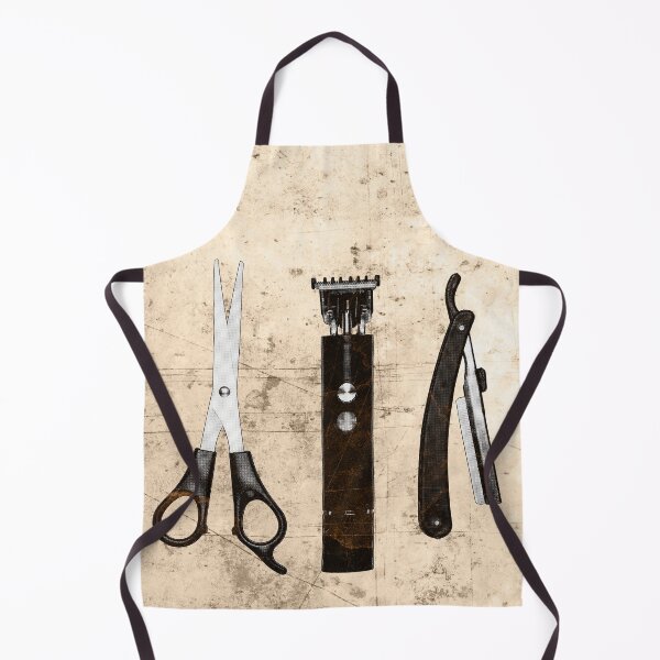 Item preview, Brown-tinted Vintage Barber Tools Shears Clipper and Razor designed and sold by Ghoul Enterprises.