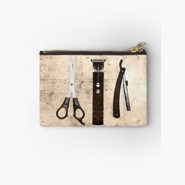 Item preview, Brown-tinted Vintage Barber Tools Shears Clipper and Razor designed and sold by Ghoul Enterprises.