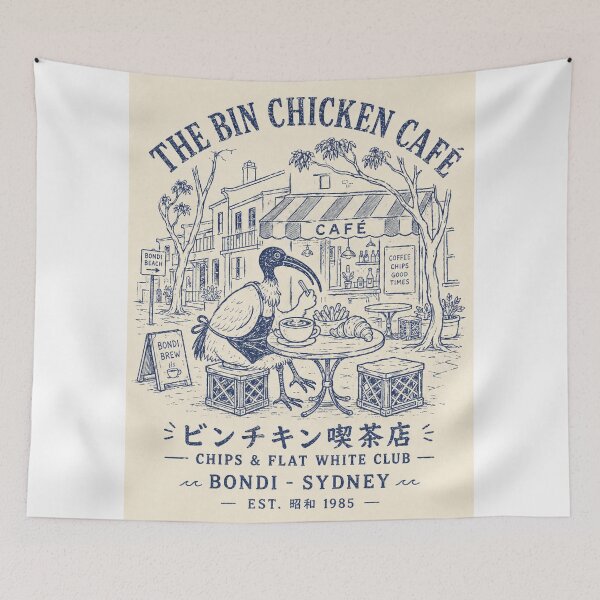 Item preview, The Bin Chicken Cafe Bondi Sydney Chips Flat White Club Ibis bird designed and sold by Yellowriversss.