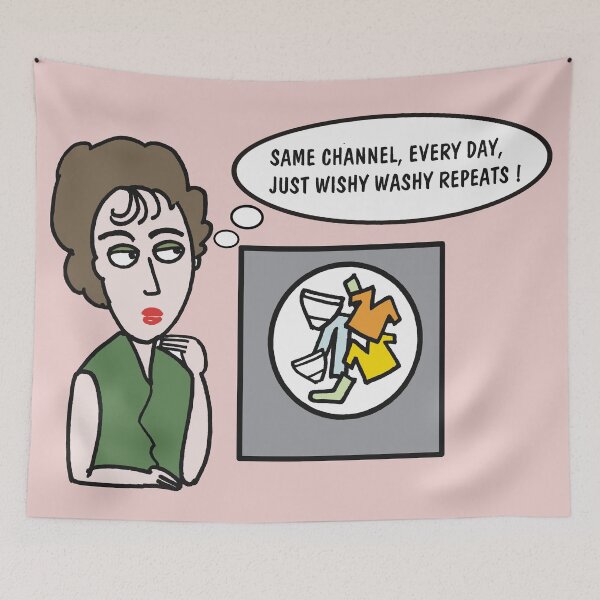 Item preview, Same Channel Every Day Laundry Cartoon  designed and sold by Al Benge - NZ & Australian Art.