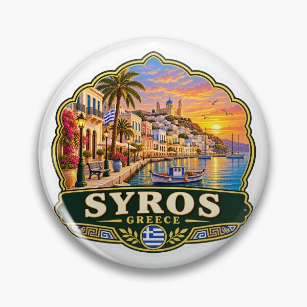Item preview, Syros Greece Aegean Island Vintage Travel Badge designed and sold by ChicClicker.
