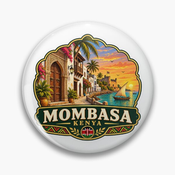 Item preview, Mombasa Kenya Old Town Coastal Vintage Travel Badge designed and sold by ChicClicker.