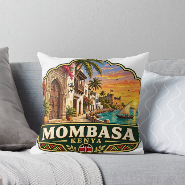 Item preview, Mombasa Kenya Old Town Coastal Vintage Travel Badge designed and sold by ChicClicker.