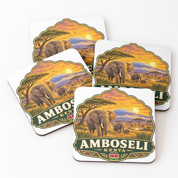 Item preview, Amboseli Kenya Elephants and Kilimanjaro Vintage Travel Badge designed and sold by ChicClicker.