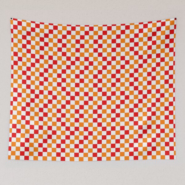 Item preview, Red And Orange Checkered Design White  designed and sold by PatternTitan.