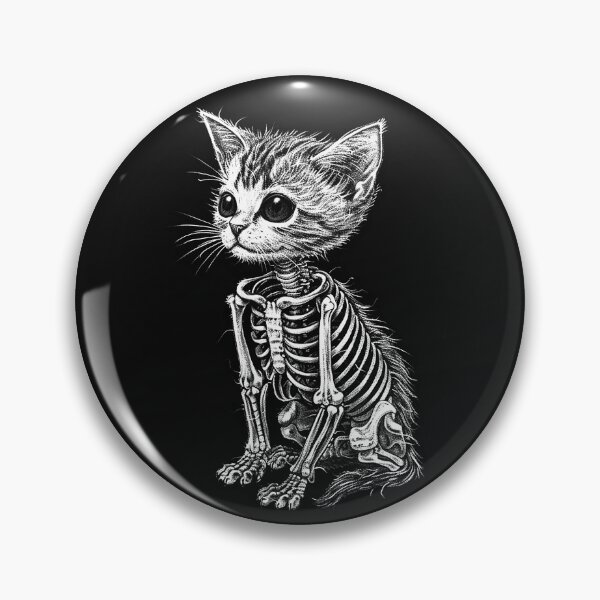 Item preview, Cute Skeleton Cat Gothic Creepy Kawaii Black and White Art designed and sold by inkoutninja.