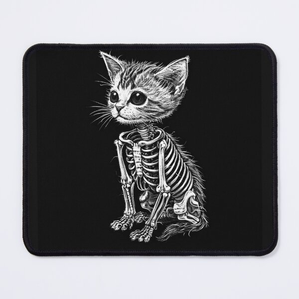 Item preview, Cute Skeleton Cat Gothic Creepy Kawaii Black and White Art designed and sold by inkoutninja.