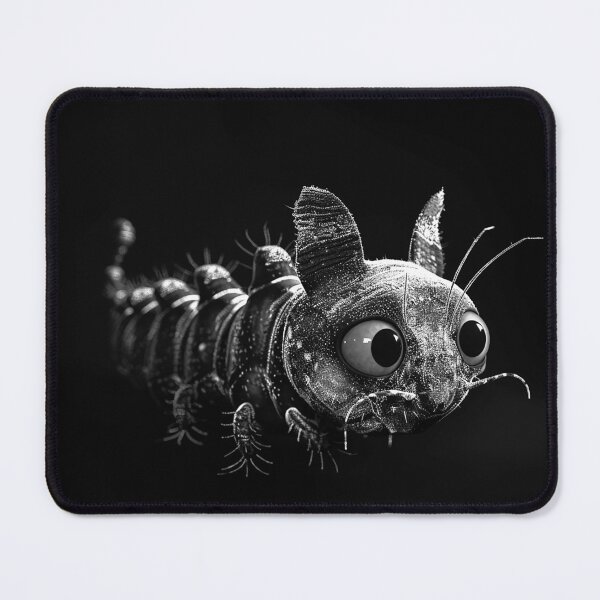 Item preview, Creepy Cute Caterpillar Creature Surreal Black and White Insect Art designed and sold by inkoutninja.