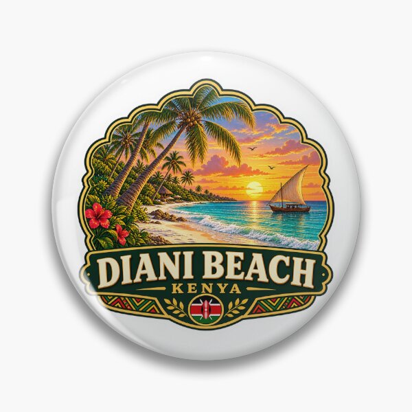Item preview, Diani Beach Kenya Tropical Paradise Vintage Travel Badge designed and sold by ChicClicker.