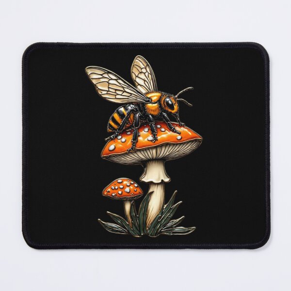 Item preview, Vintage Cloisonne Hornet Bee on Mushroom Cottagecore Aesthetic Gold Emblem Art designed and sold by Shift-Bloom.