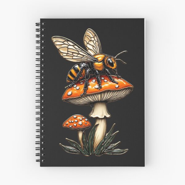 Item preview, Vintage Cloisonne Hornet Bee on Mushroom Cottagecore Aesthetic Gold Emblem Art designed and sold by Shift-Bloom.