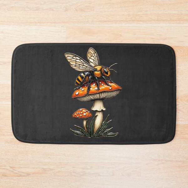 Item preview, Vintage Cloisonne Hornet Bee on Mushroom Cottagecore Aesthetic Gold Emblem Art designed and sold by Shift-Bloom.