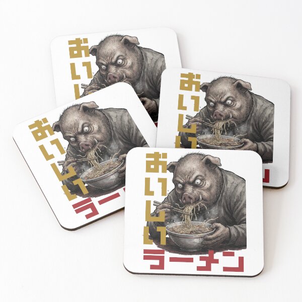 Item preview, Angry Pig Eating Ramen – Japanese Horror Anime Style designed and sold by LOVEARTDESIGN.