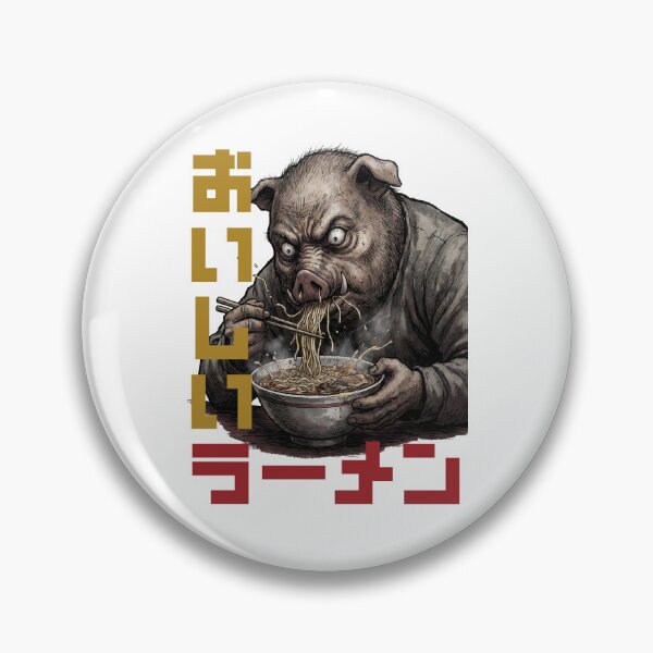 Item preview, Angry Pig Eating Ramen – Japanese Horror Anime Style designed and sold by LOVEARTDESIGN.