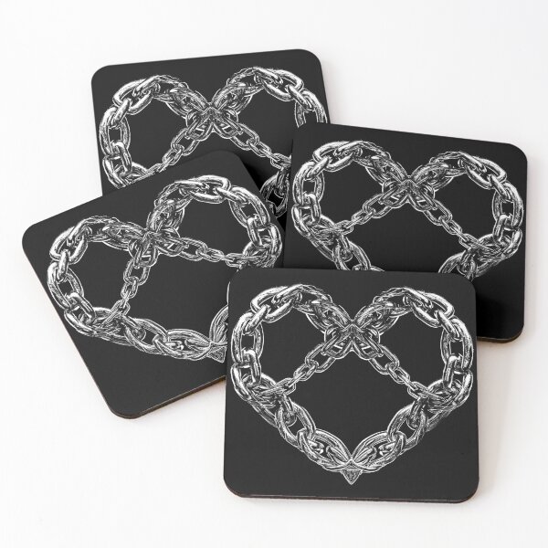 Item preview, Chain Heart Interlocking Metal Love Symbol Black and White Art designed and sold by inkoutninja.