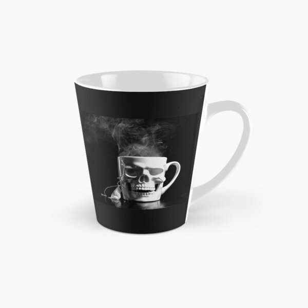 Item preview, Skull Coffee Mug with Steam Gothic Macabre Black and White Art designed and sold by inkoutninja.