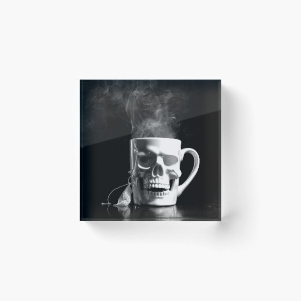 Item preview, Skull Coffee Mug with Steam Gothic Macabre Black and White Art designed and sold by inkoutninja.