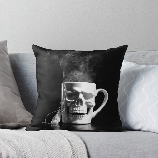Item preview, Skull Coffee Mug with Steam Gothic Macabre Black and White Art designed and sold by inkoutninja.