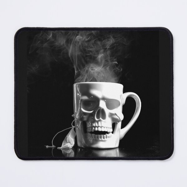 Item preview, Skull Coffee Mug with Steam Gothic Macabre Black and White Art designed and sold by inkoutninja.