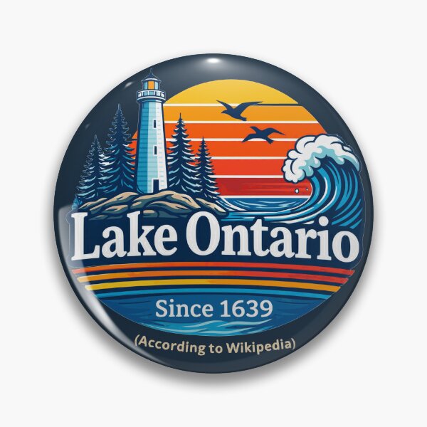 Item preview, Lake Ontario Lighthouse Vintage Sunset Travel Badge designed and sold by KungPowUnicorn.