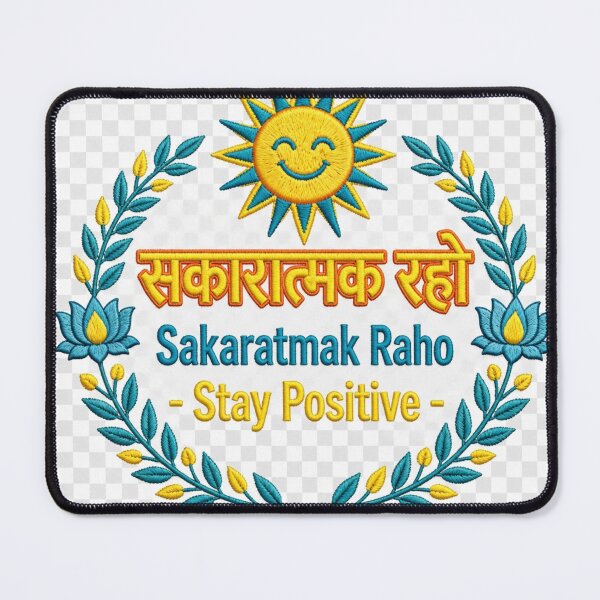 Item preview, Sakaratmak raho- Hindi positive quote -Stay positive -Smiling Sun Lotus Design designed and sold by prithvi chand.