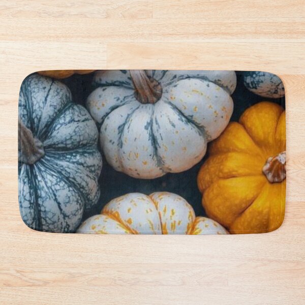 Item preview, Rustic Harvest Pumpkins — White Blue and Yellow Heirloom Pumpkin Patch Pattern designed and sold by LYAN-STORE.