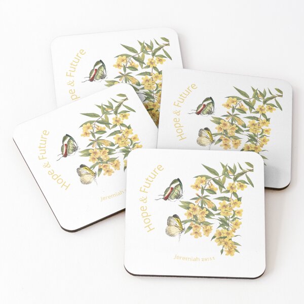 Item preview, Hope & Future | Jeremiah 29:11 | Christian Butterfly Botanical Series designed and sold by KittenAndCo.
