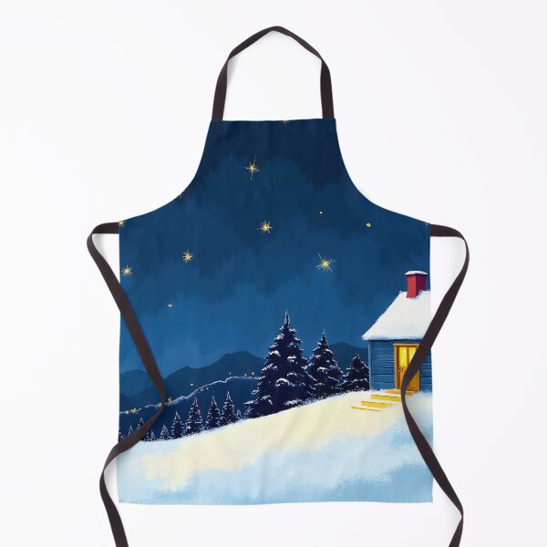 Item preview, Cozy Winter Cabin Under Starry Night Sky Illustration designed and sold by Connys Colorful World.