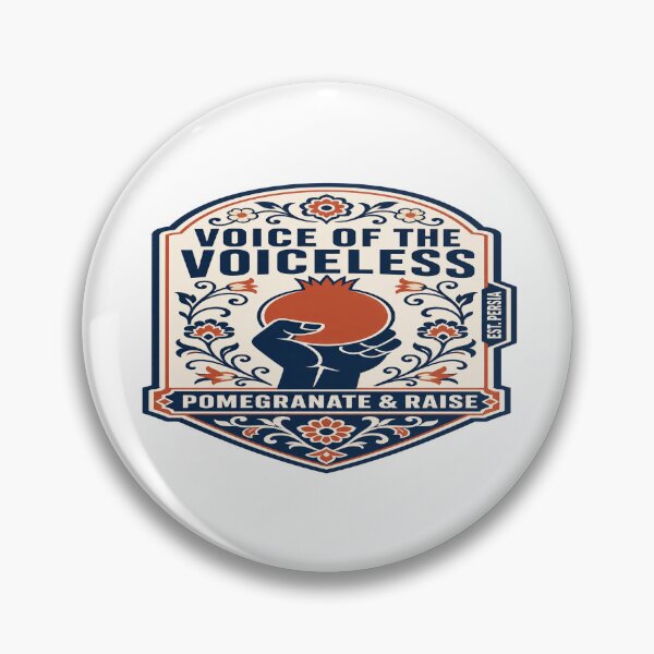 Artikelvorschau, Voice of the Voiceless — Erhobene Faust und Granatapfel Retro-Abzeichen entworfen und verkauft von Art&Fun.