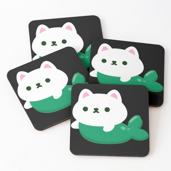 Item preview, Cute Kawaii Cat Mermaid Illustration Sitting On Green Tail Cartoon Pet Character Clipart designed and sold by KanDa-Shop.