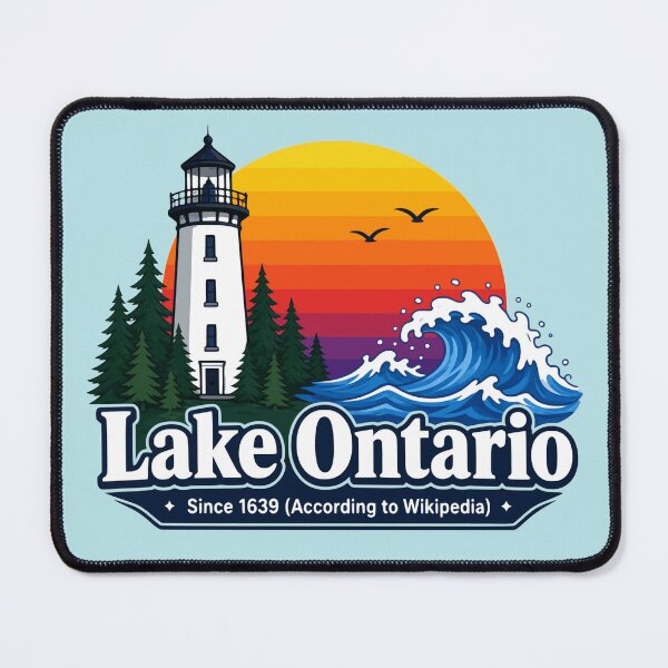 Item preview, Lake Ontario Lighthouse Retro Sunset Emblem designed and sold by KungPowUnicorn.