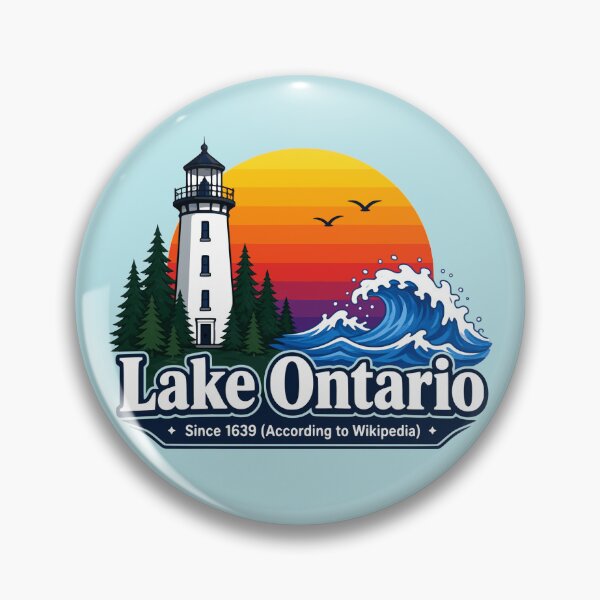 Item preview, Lake Ontario Lighthouse Retro Sunset Emblem designed and sold by KungPowUnicorn.
