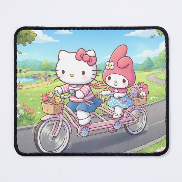 Item preview, Hello Kitty is Riding a Bike on the Road with My Melody designed and sold by myfavoritegifts.