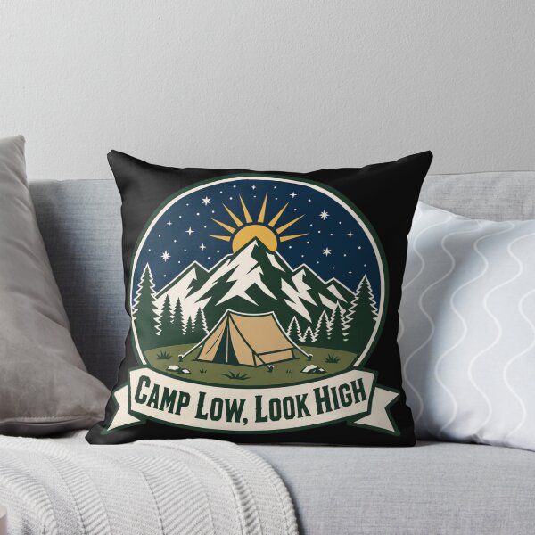 Item preview, Camp Low Look High Vintage Mountain Camping Badge Outdoor Adventure Design designed and sold by EpicInks24.