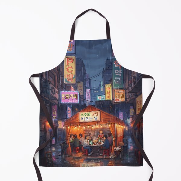 Item preview, Cozy Rainy Night at Korean Pocha & Alleyway, Seoul Vibes: Retro Pixel Art, Neon Signs, Warm Street Food Tent & Lo-Fi Nostalgia Art Print, Poster & Home Decor designed and sold by SOOstudio73.