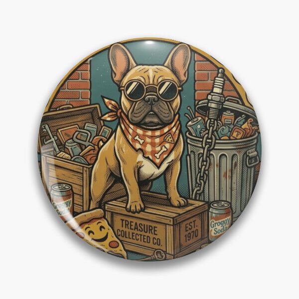 Item preview, Junkyard Dog French Bulldog Retro Vintage Badge designed and sold by lovepower.