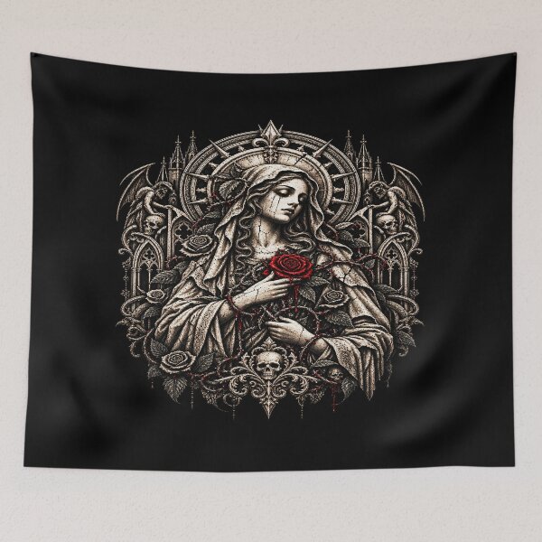 Item preview, Gothic Saint Statue Crimson Rose designed and sold by TheInkRaven.