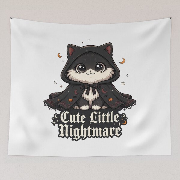 Item preview, Cute Little Nightmare Gothic Ghost Cat Dark Halloween Sticker designed and sold by Ala'Salem| Cute Characters, Real Moods.