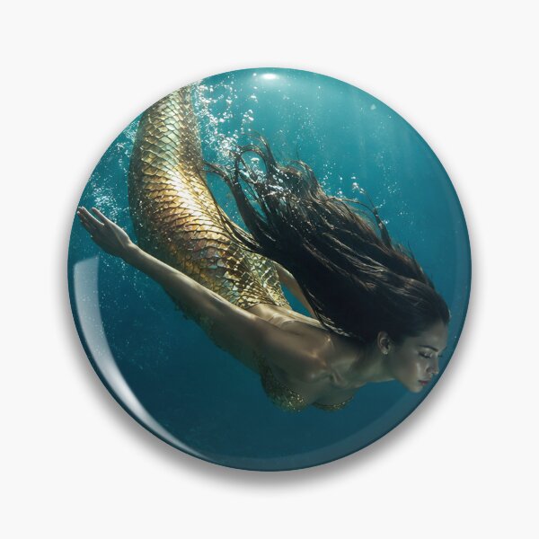 Item preview, Golden Mermaid Swimming Underwater designed and sold by Bhaskar Digital Art.