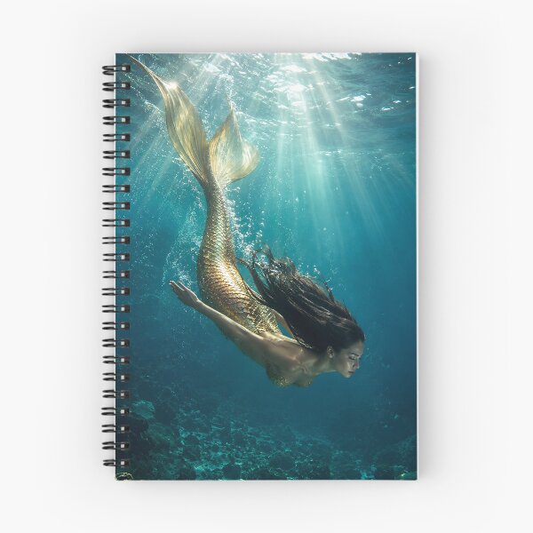 Item preview, Golden Mermaid Swimming Underwater designed and sold by Bhaskar Digital Art.