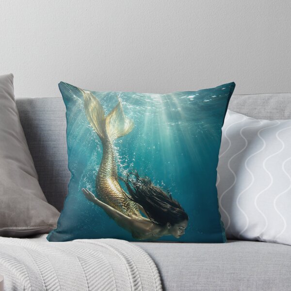 Item preview, Golden Mermaid Swimming Underwater designed and sold by Bhaskar Digital Art.