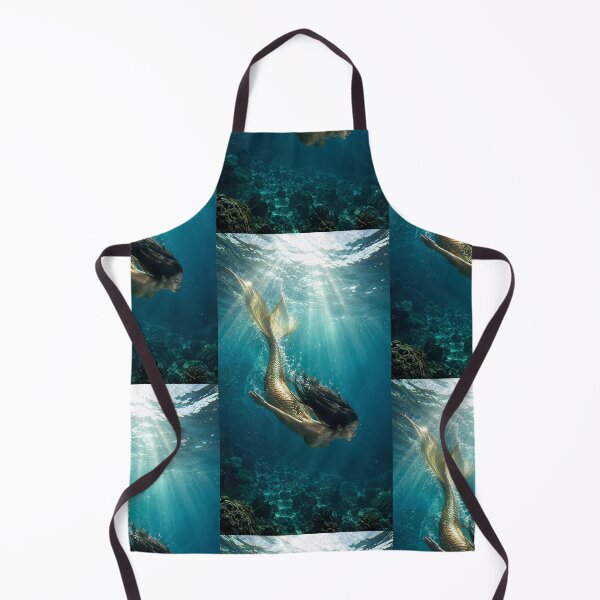 Item preview, Golden Mermaid Swimming Underwater designed and sold by Bhaskar Digital Art.