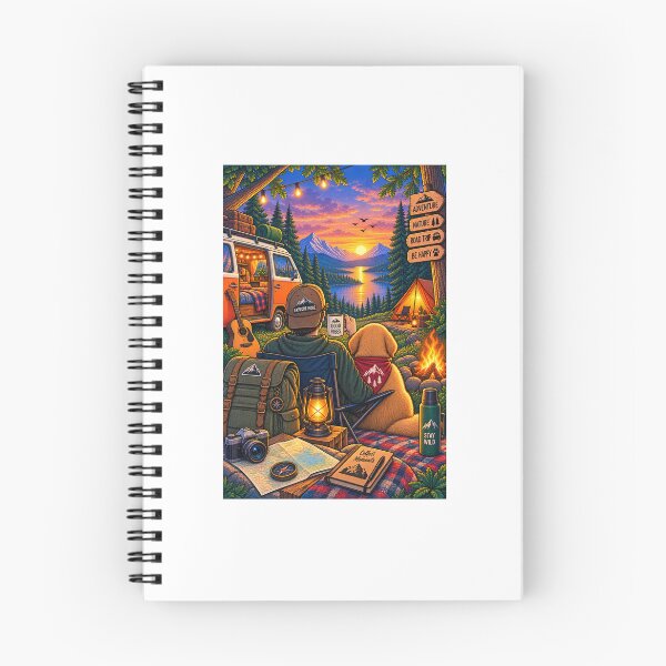 Item preview, Cozy Mountain Camping Dog Sunset Illustration designed and sold by lovepower.